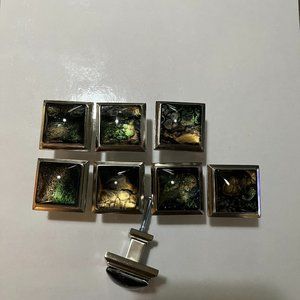 8- 1 1/2 inch square satin nickel cabinet knobs